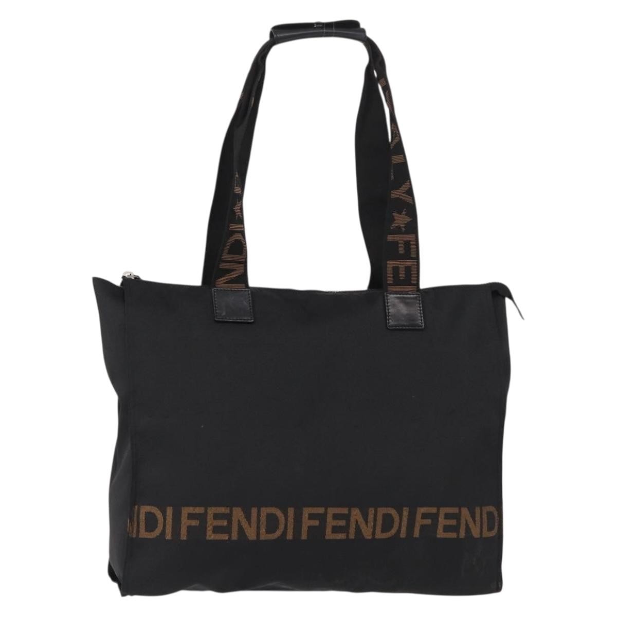 Fendi Vintage Convertible Logo Weekender Nylon Black Nylon Tote Bag Bag