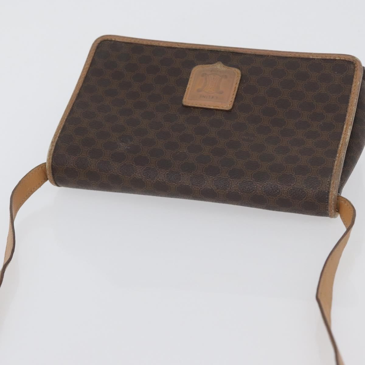 Celine Vintage Macadam Shoulder Bag Canvas And Leather Brown Canvas Shoulder Bag Bag