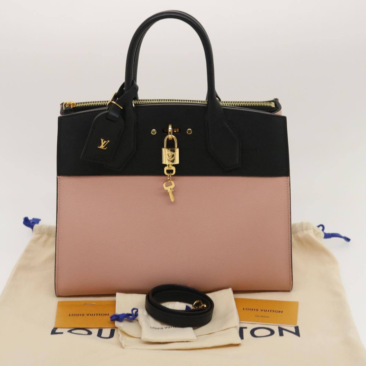 Louis Vuitton City Steamer Handbag Leather Pink Leather Bag