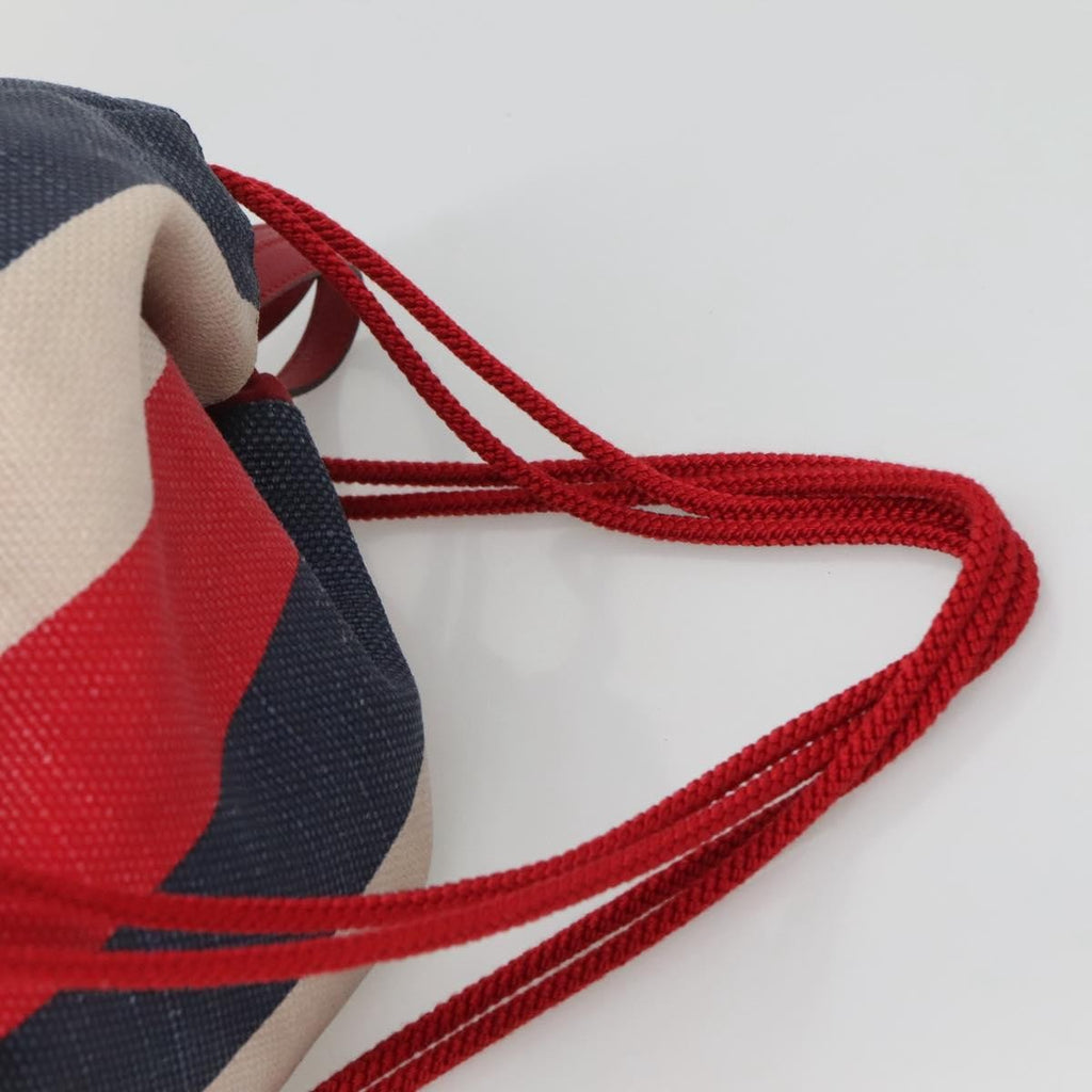 Gucci Logo Drawstring Backpack Striped Canvas Multicolour Canvas Backpack Bag (Pre-Owned)