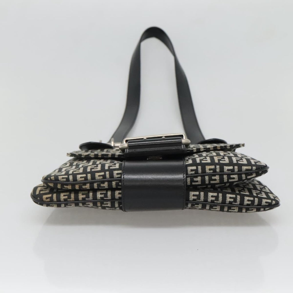 Fendi Buckle Flap Shoulder Bag Zucchino Canvas Black Canvas Shoulder Bag Bag