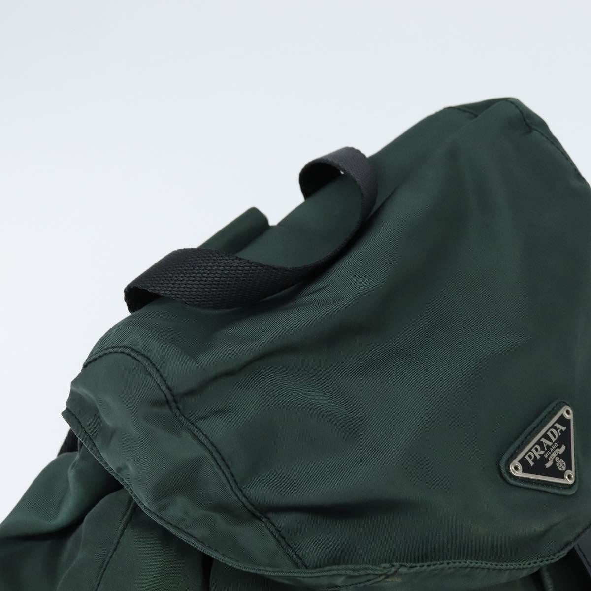 Prada Vela Double Front Pocket Backpack Tessuto With Saffiano Leather Khaki Nylon Backpack Bag