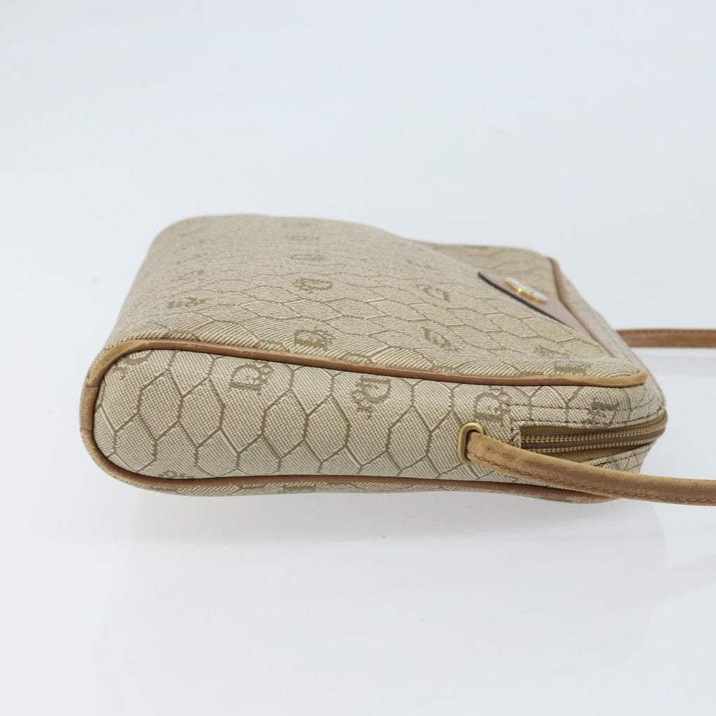 Christian Dior Vintage Honeycomb Shoulder Bag Canvas And Leather Beige Canvas Shoulder Bag Bag (Pre-Owned)