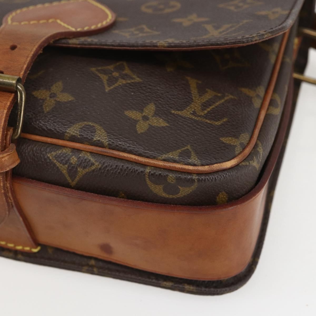 Louis Vuitton Cartouchiere Handbag Monogram Canvas Brown Canvas Shoulder Bag