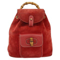 Gucci Gucci Bamboo Backpack Daim Red Suede Backpack Bag (Pre-Owned)