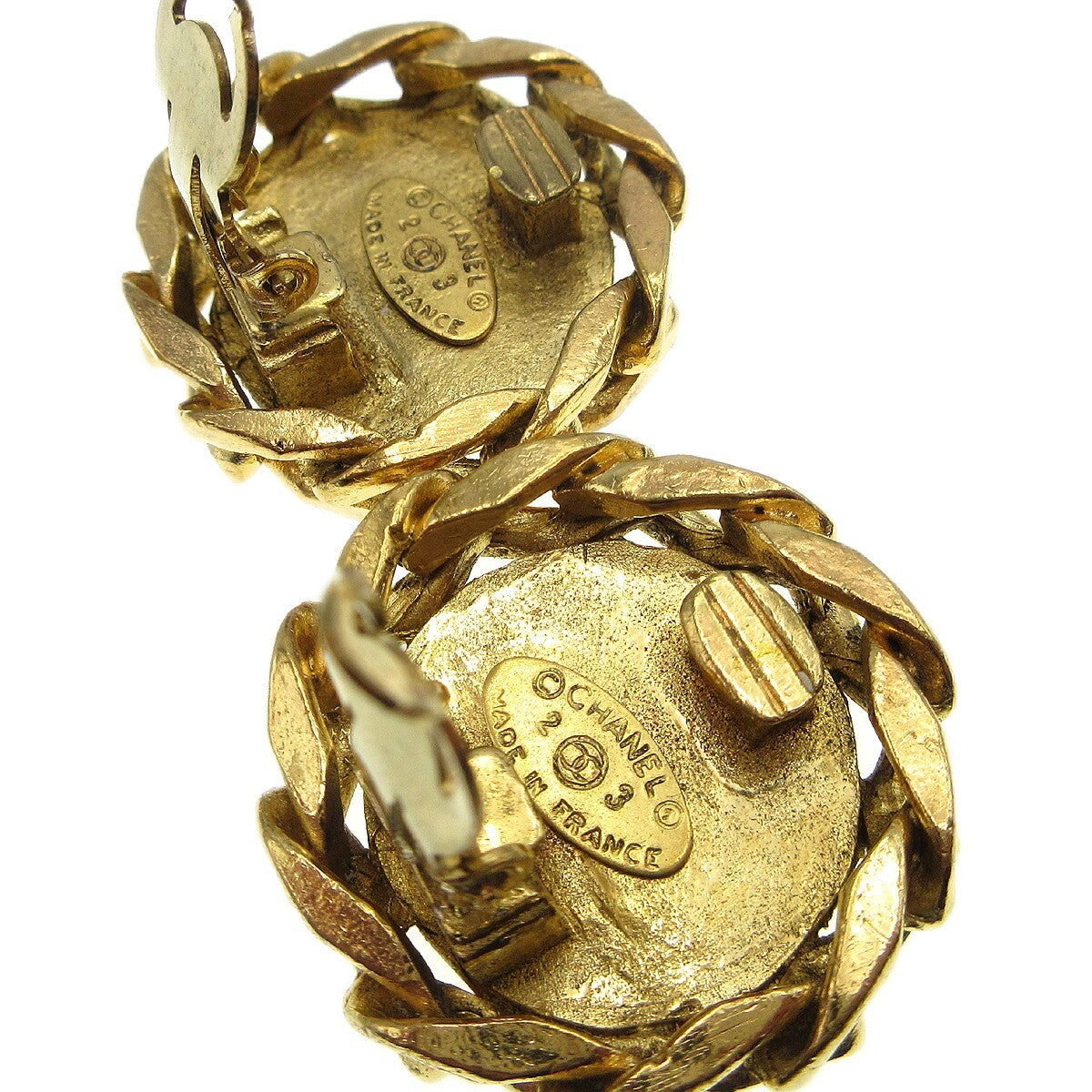 Chanel Cc Button Clip-On Earrings Metal With Faux Pearl Gold Gold_Plated Earrings Jewelry