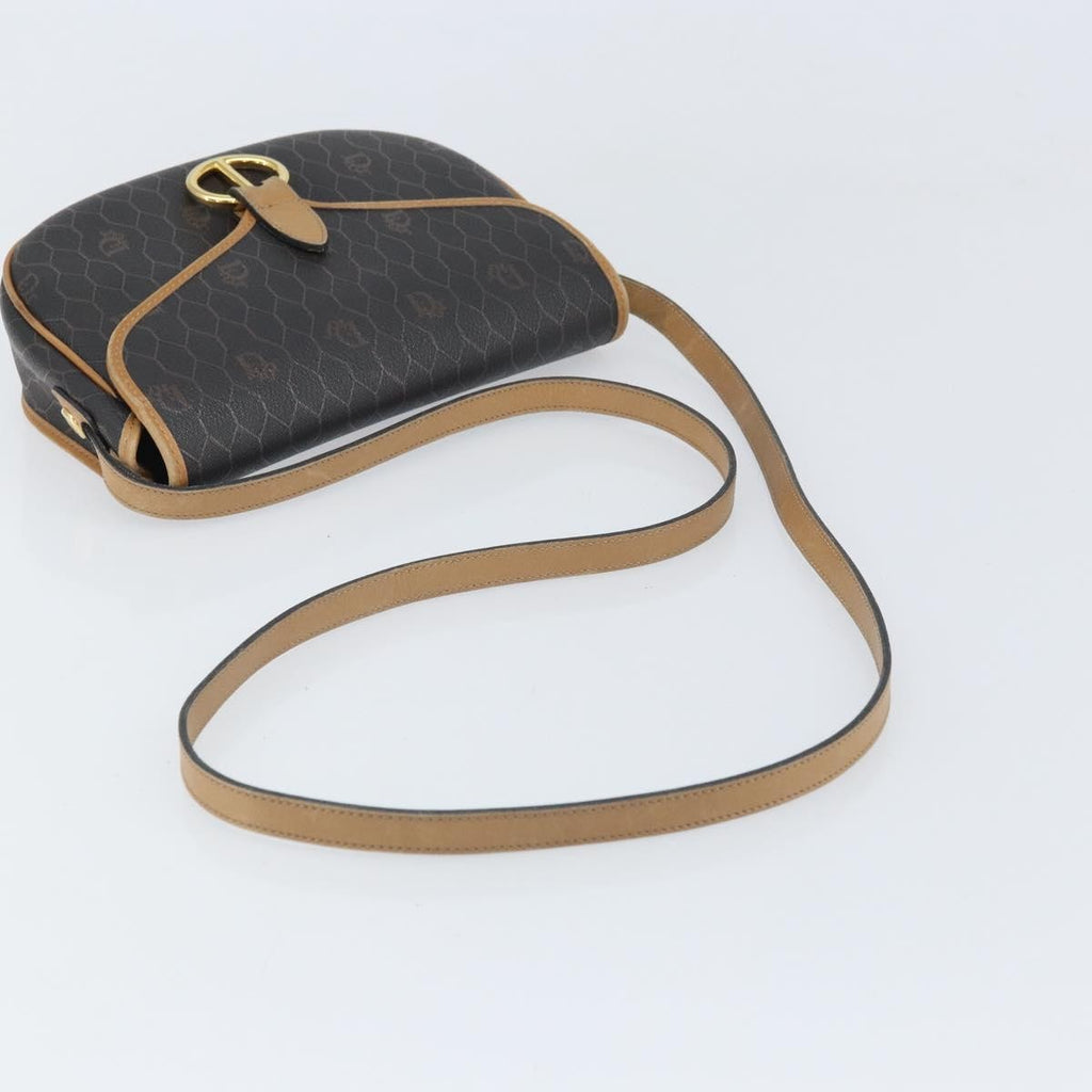 Christian Dior Vintage Honeycomb Shoulder Bag Canvas And Leather Black Canvas Shoulder Bag Bag (Pre-Owned)