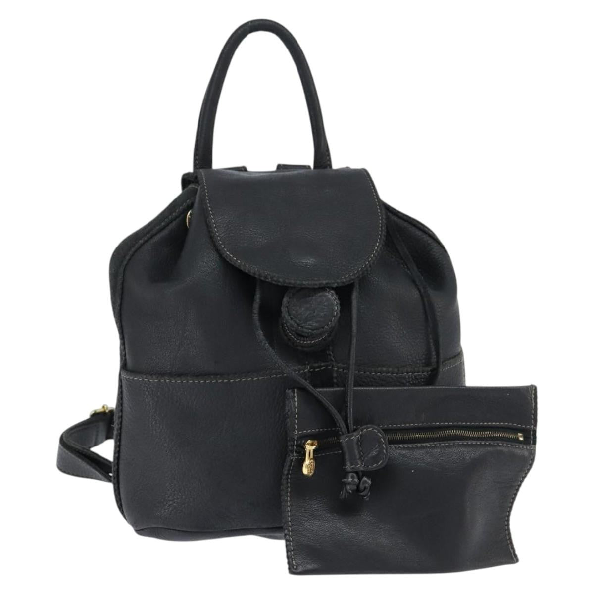 Fendi Logo Flap Drawstring Backpack Leather Black Leather Backpack Bag