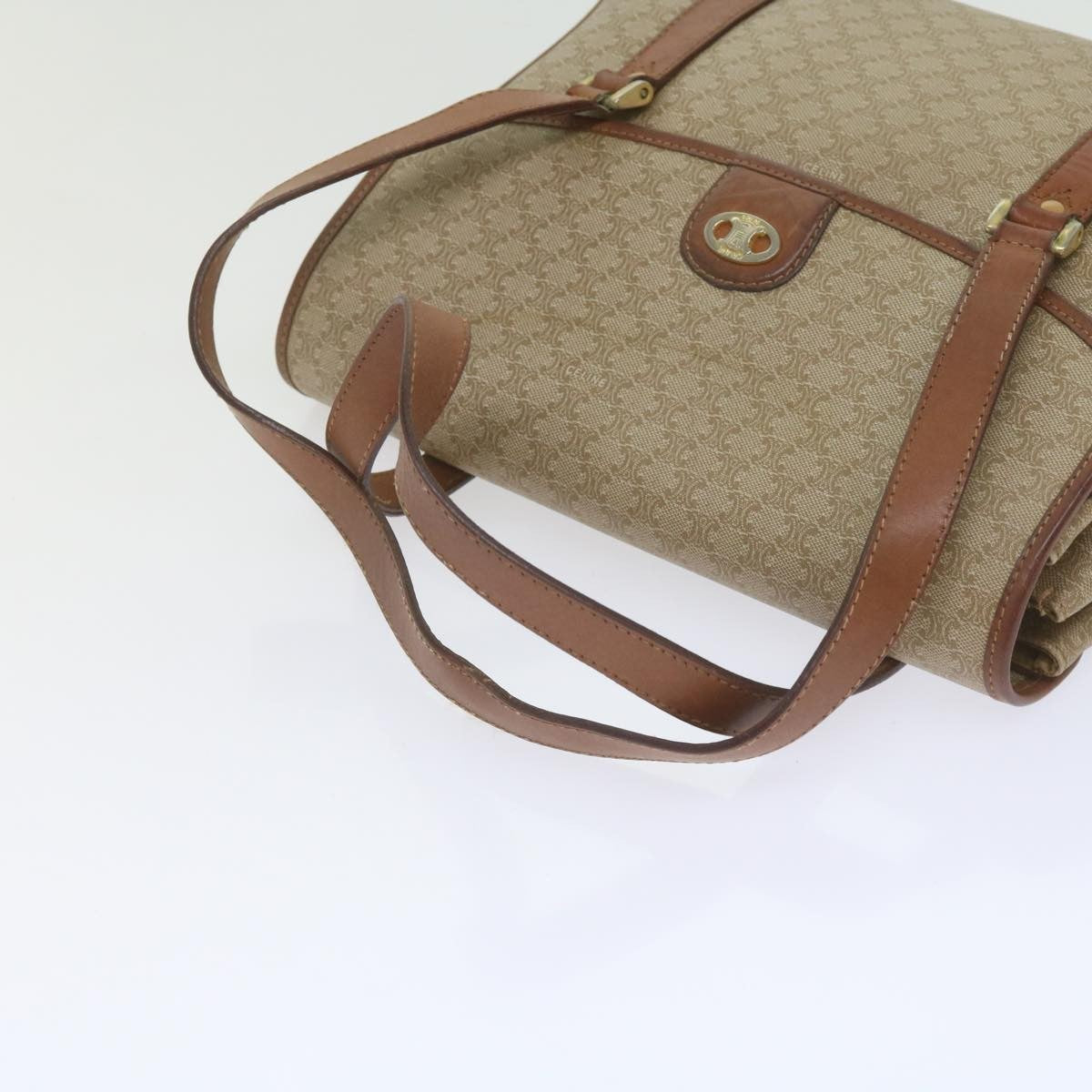 Celine Vintage Macadam Handbag Canvas And Leather Beige Canvas Handbag