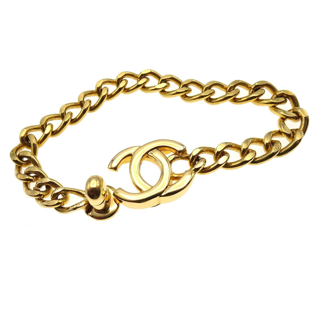 Chanel Vintage Cc Turnlock Chain Bracelet Metal Gold Gold_Plated Bracelet Jewelry