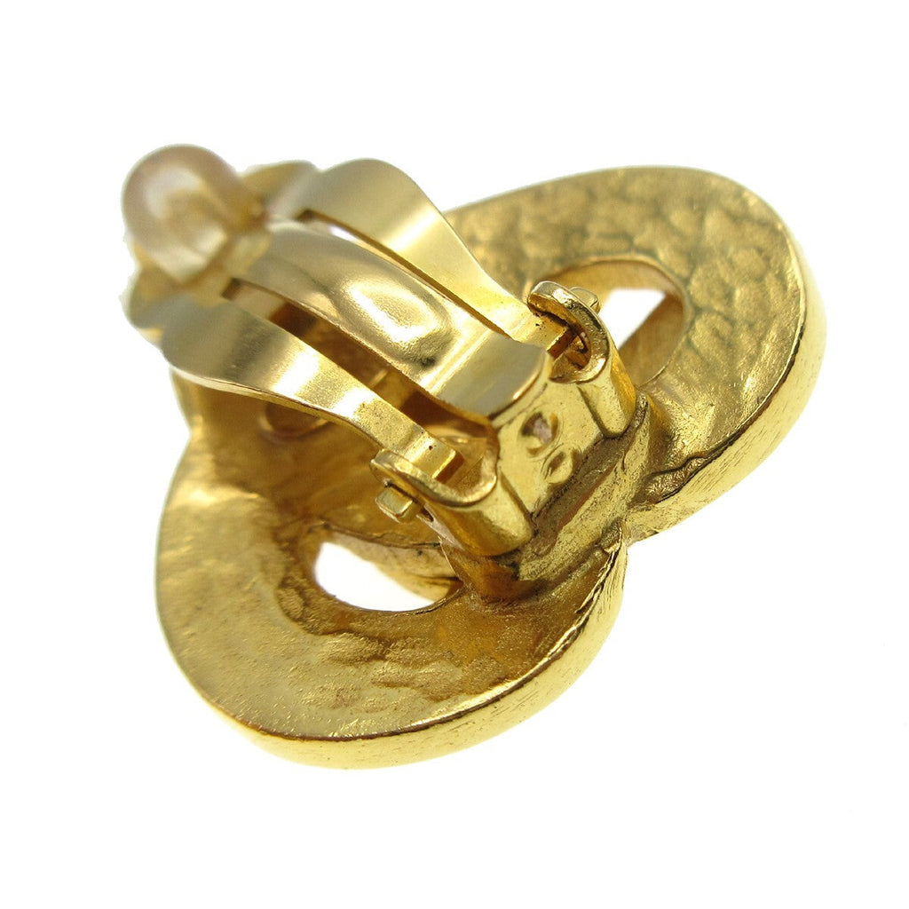Chanel Cc Logo Heart Gold-Plated Gold Gold_Plated Earrings Jewelry