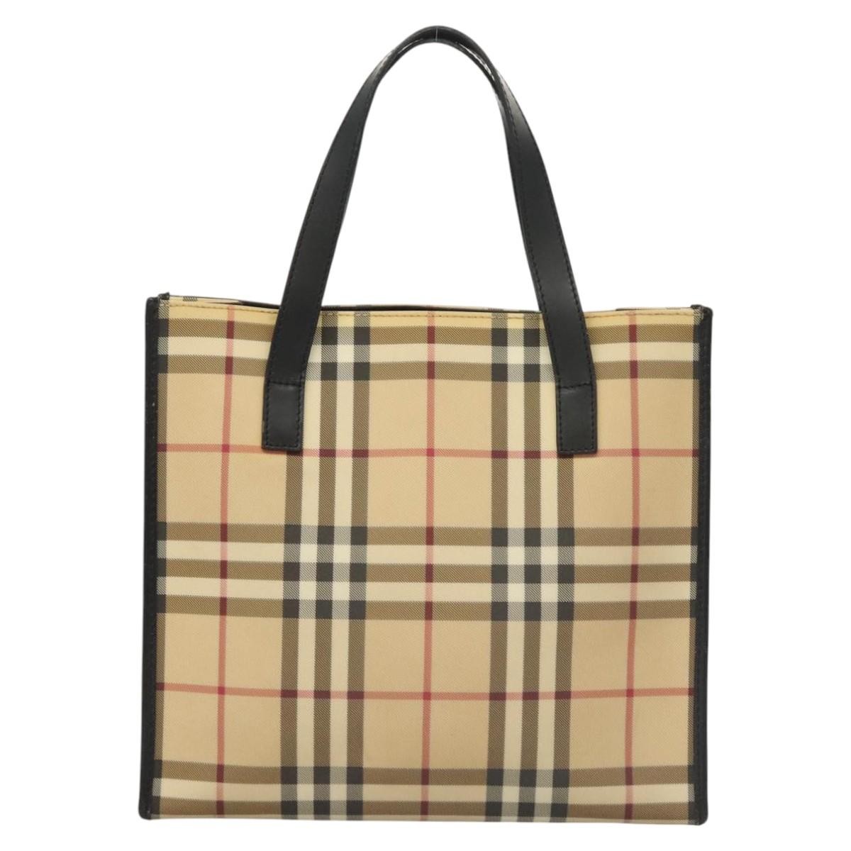 Burberry Nova Check Tote Canvas Check Pattern Beige Canvas Tote Bag
