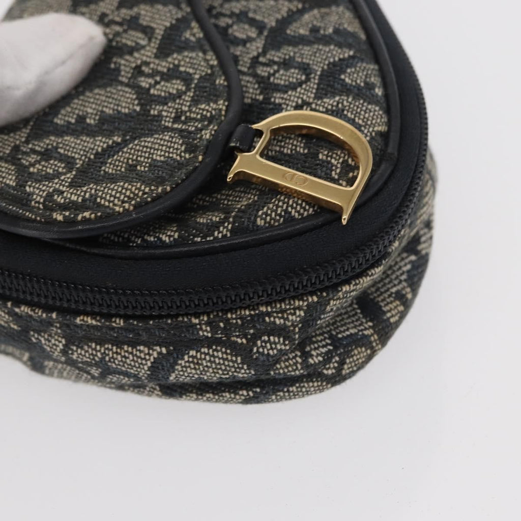 Christian Dior Saddle Zip Pouch Diorissimo Canvas Navy Canvas Clutche & Pouche Bag (Pre-Owned)