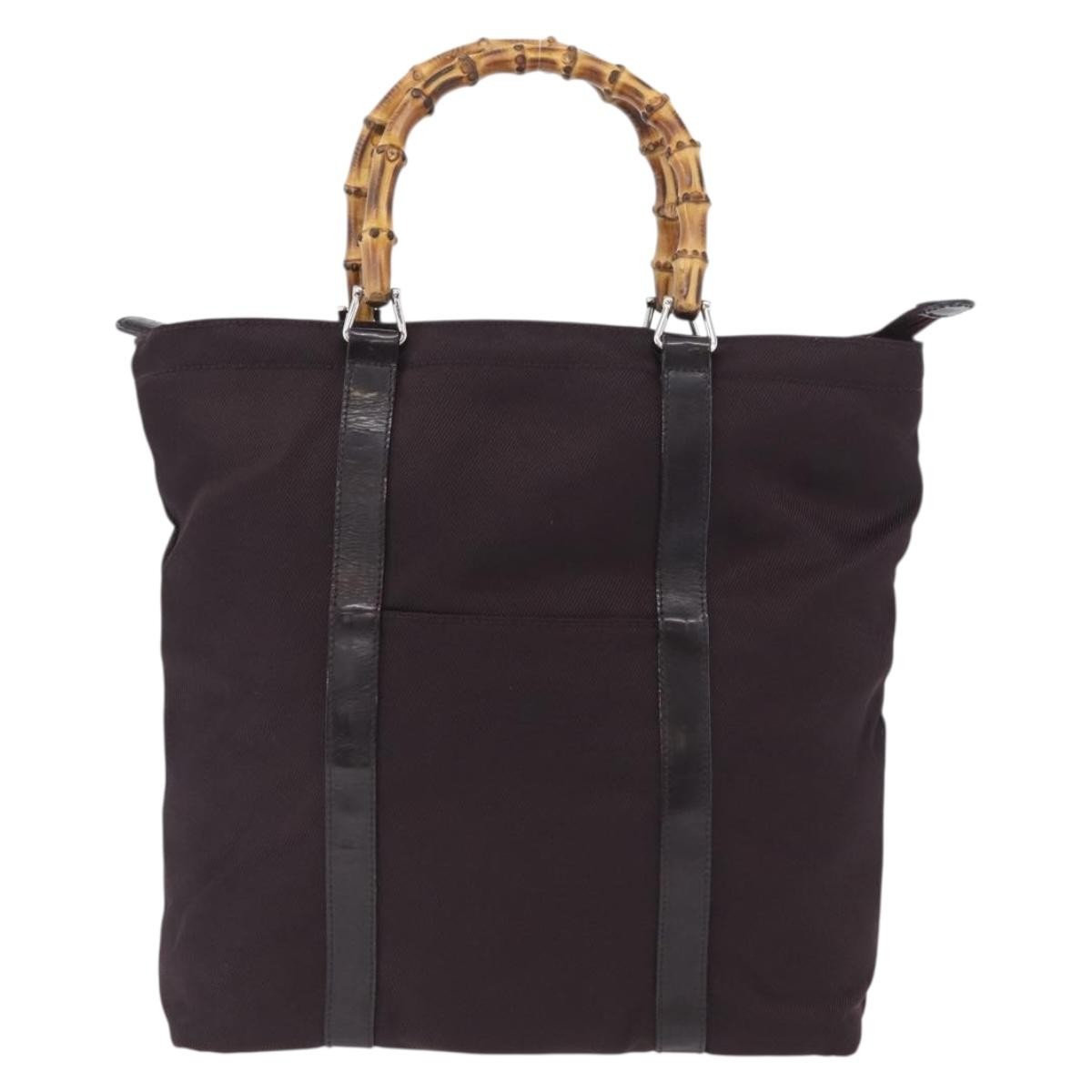 Gucci Bamboo Tote Bag Canvas Purple Canvas Tote Bag Bag (Pre-Owned)