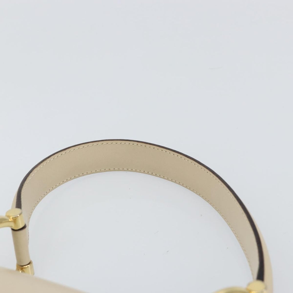 Celine Vintage Top Handle Bag Glazed Leather Ecru Leather Handbag