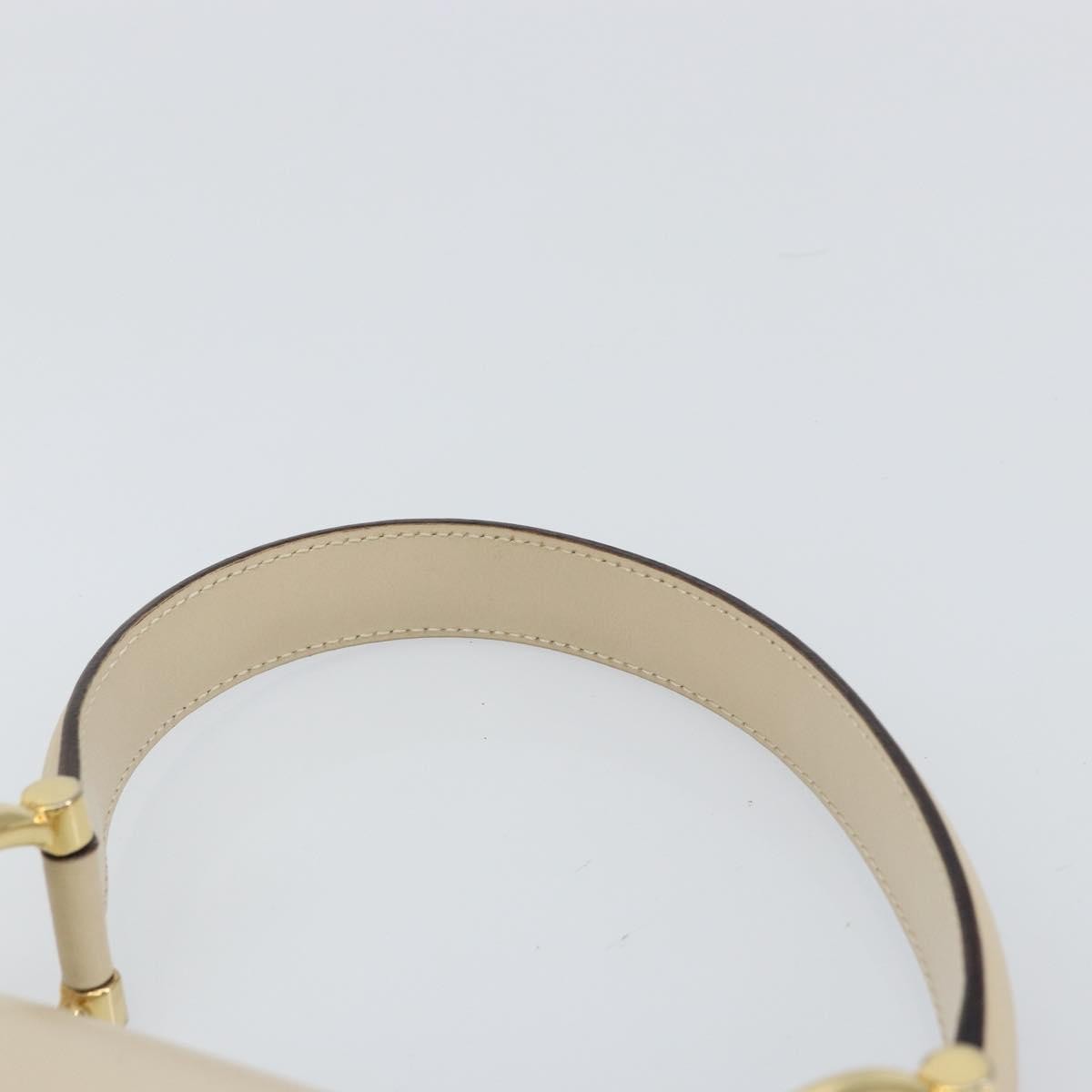 Celine Vintage Top Handle Bag Glazed Leather Ecru Leather Handbag