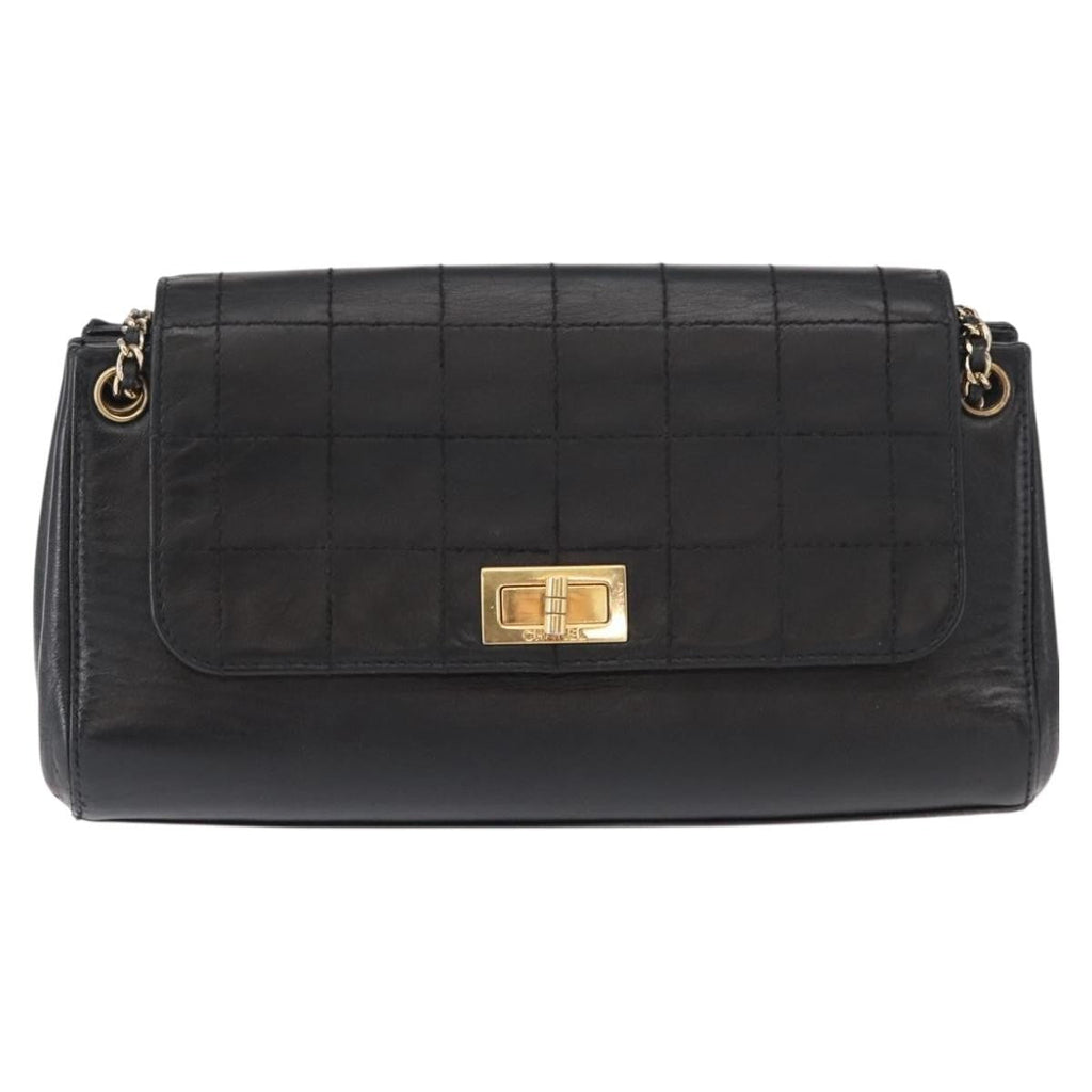 Chanel Chocolate Bar Accordion Reissue Flap Bag Quilted Lambskin Black Leather Shoulder Bag Bag