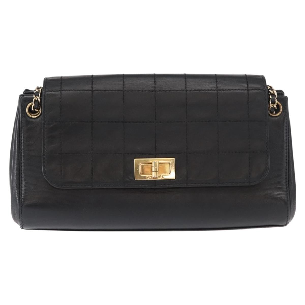 Chanel Chocolate Bar Accordion Reissue Flap Bag Quilted Lambskin Black Leather Shoulder Bag Bag