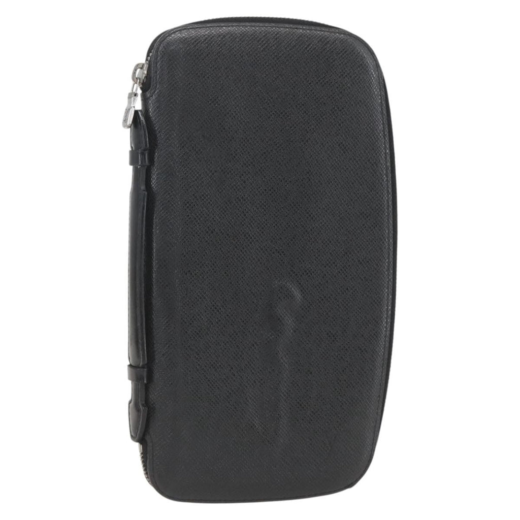 Louis Vuitton Atoll Organizer Wallet Taiga Leather Black Leather Clutche & Pouche Bag