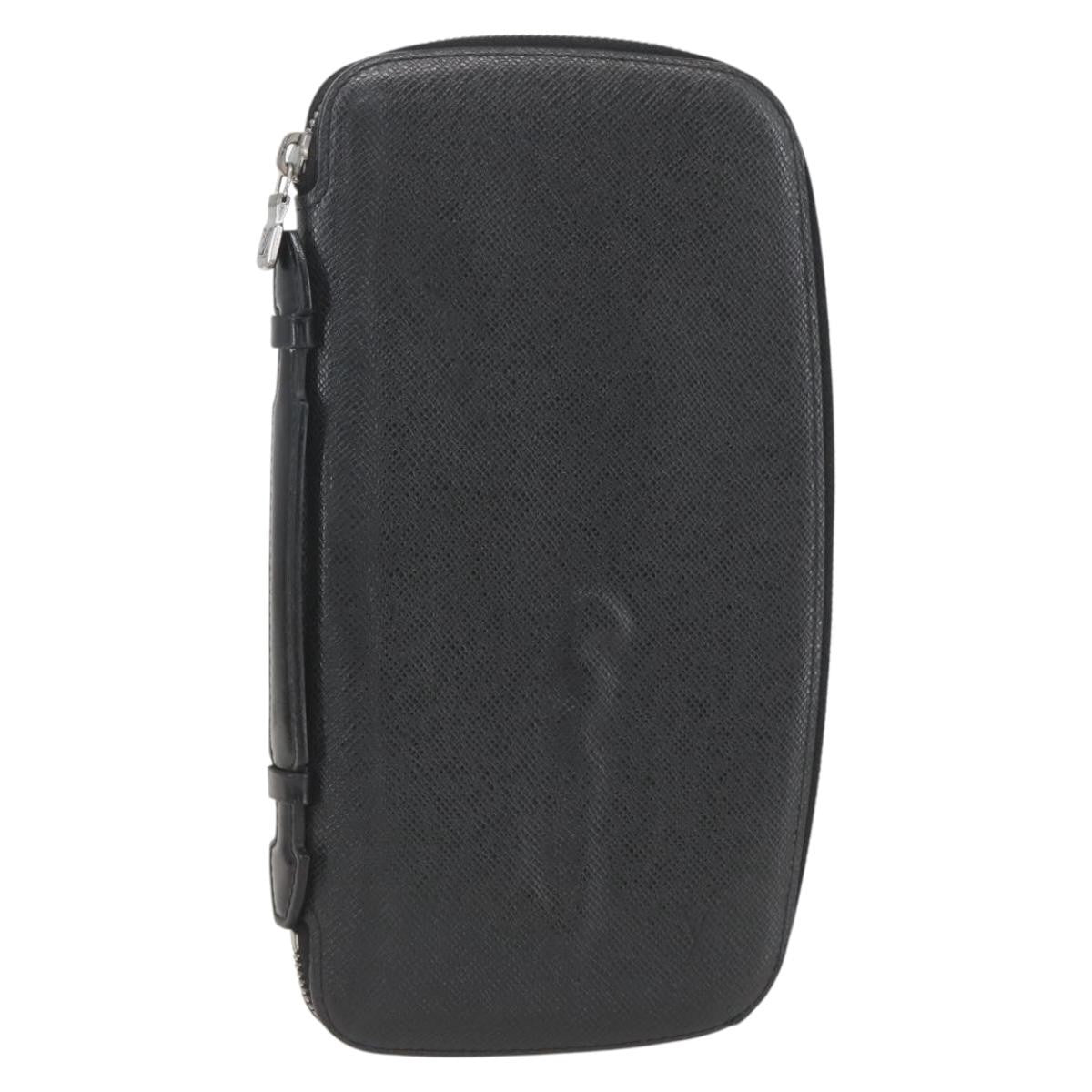 Louis Vuitton Atoll Organizer Wallet Taiga Leather Black Leather Clutche & Pouche Bag