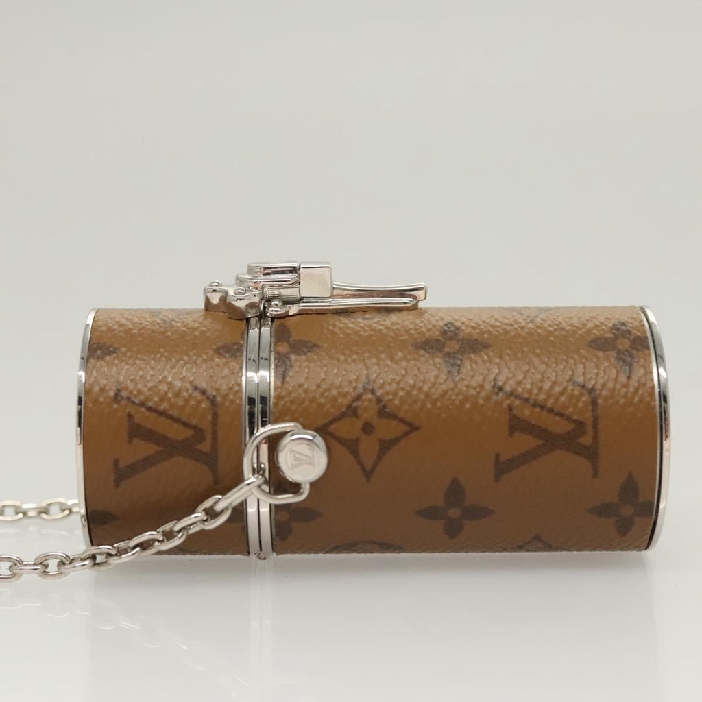 Louis Vuitton Lipstick Case On Chain Reverse Monogram Canvas Brown Canvas Clutche & Pouche Bag