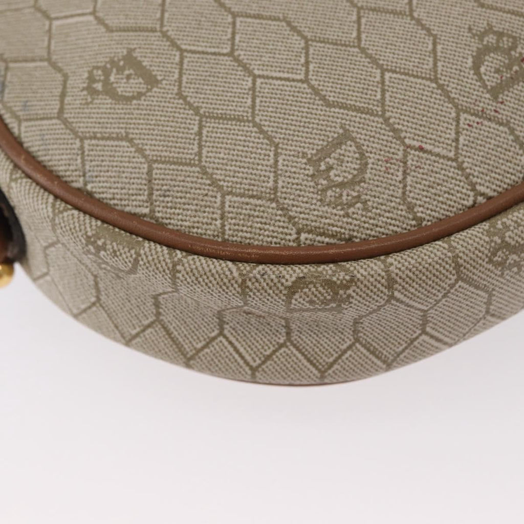 Christian Dior Vintage Honeycomb Shoulder Bag Canvas And Leather Beige Canvas Shoulder Bag Bag (Pre-Owned)