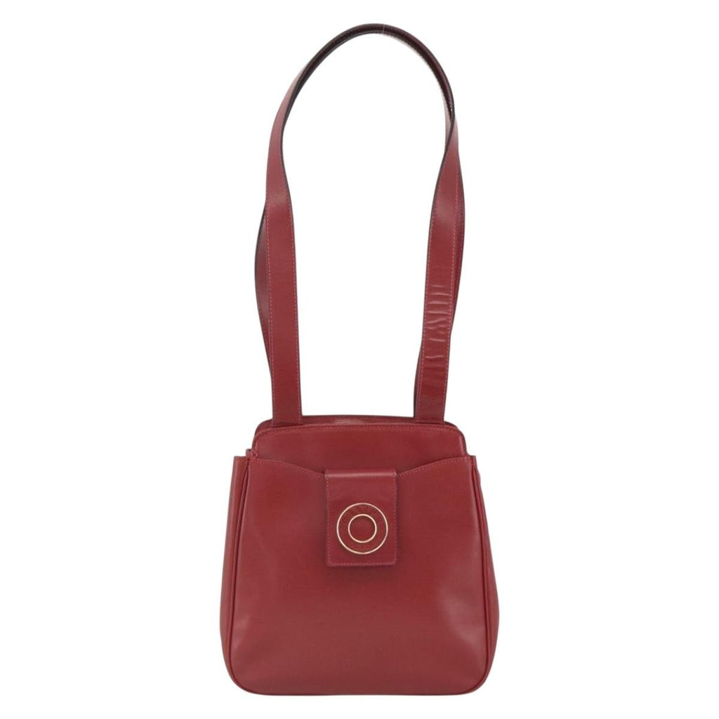 Celine Circle Logo Leather Burgundy Leather Tote Bag Bag