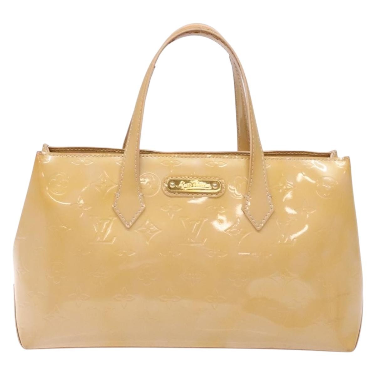 Louis Vuitton Wilshire Handbag Monogram Vernis Beige Patent_Leather Bag