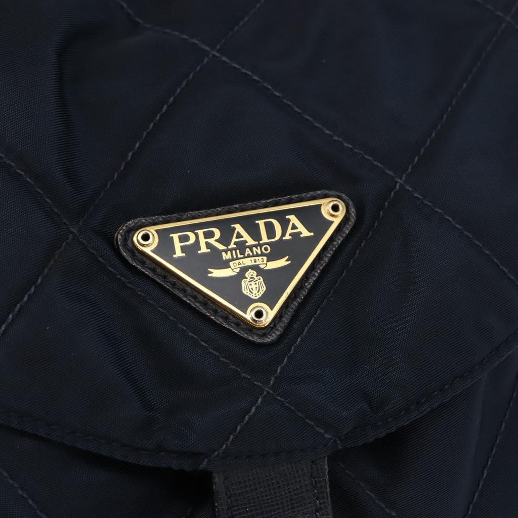 Prada Buckle Backpack Quilted Tessuto Navy Nylon Backpack Bag