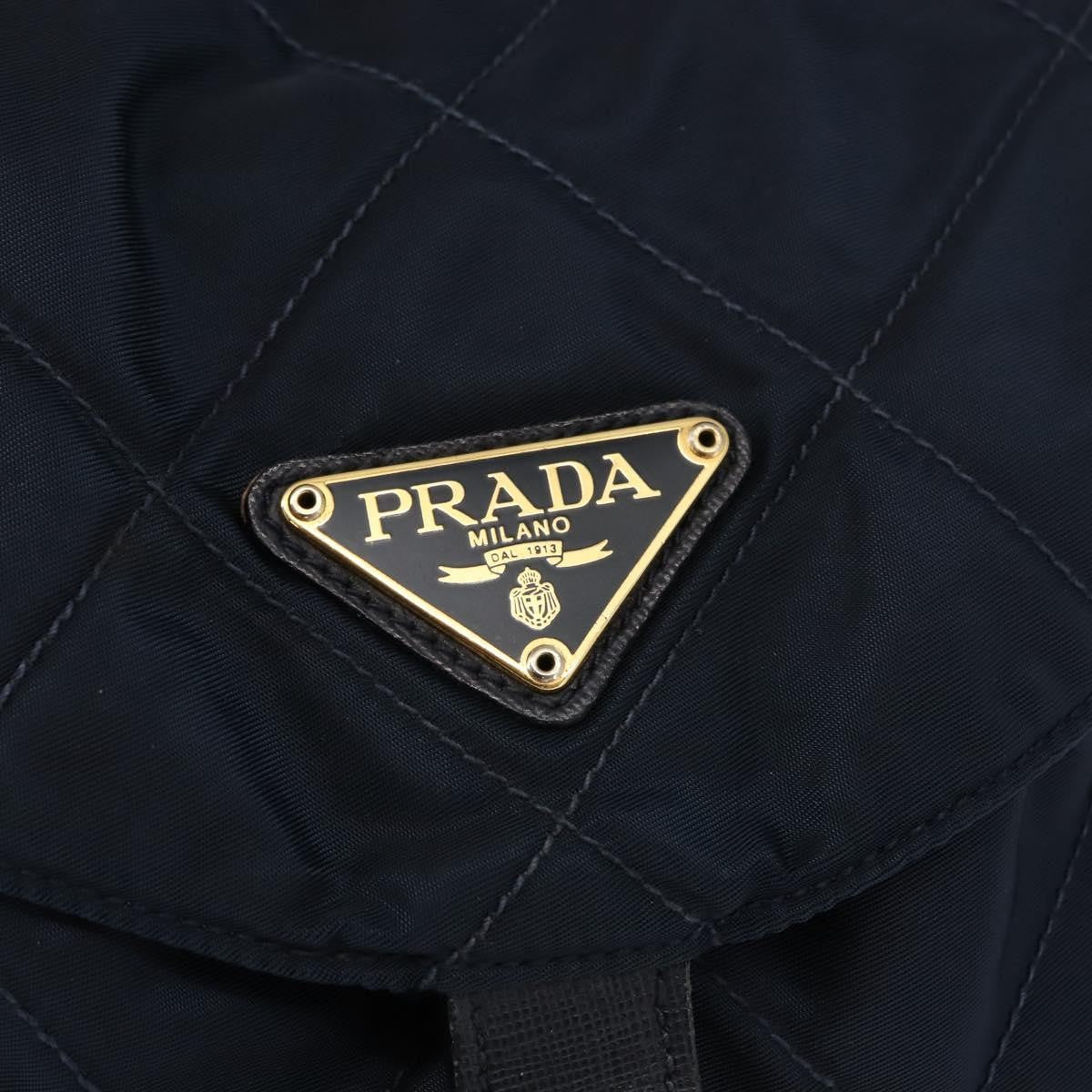 Prada Buckle Backpack Quilted Tessuto Navy Nylon Backpack Bag