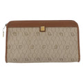 Christian Dior Vintage Honeycomb Zip Pouch Canvas And Leather Beige Canvas Clutche & Pouche Bag (Pre-Owned)