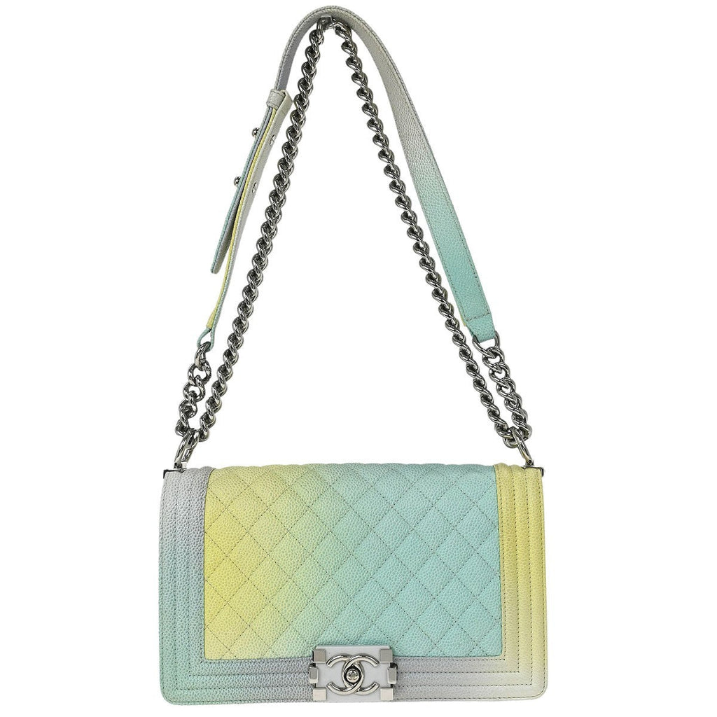Chanel Rainbow Boy Flap Bag Quilted Painted Caviar Multicolour Leather Shoulder Bag Bag