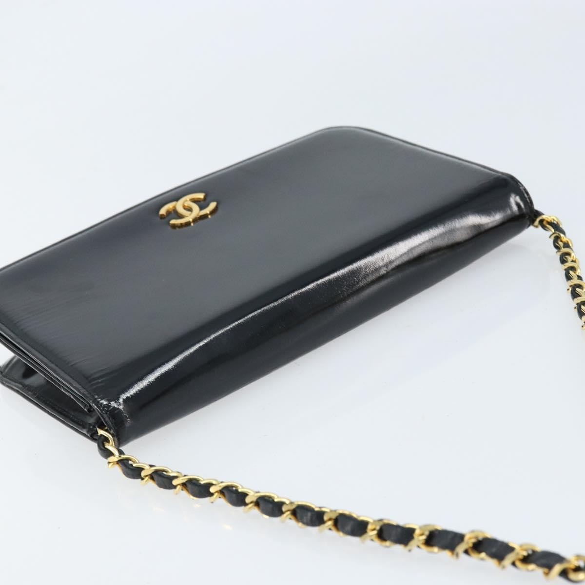 Chanel Wallet On Chain Quilted Patent Black Patent_Leather Shoulder Bag Bag