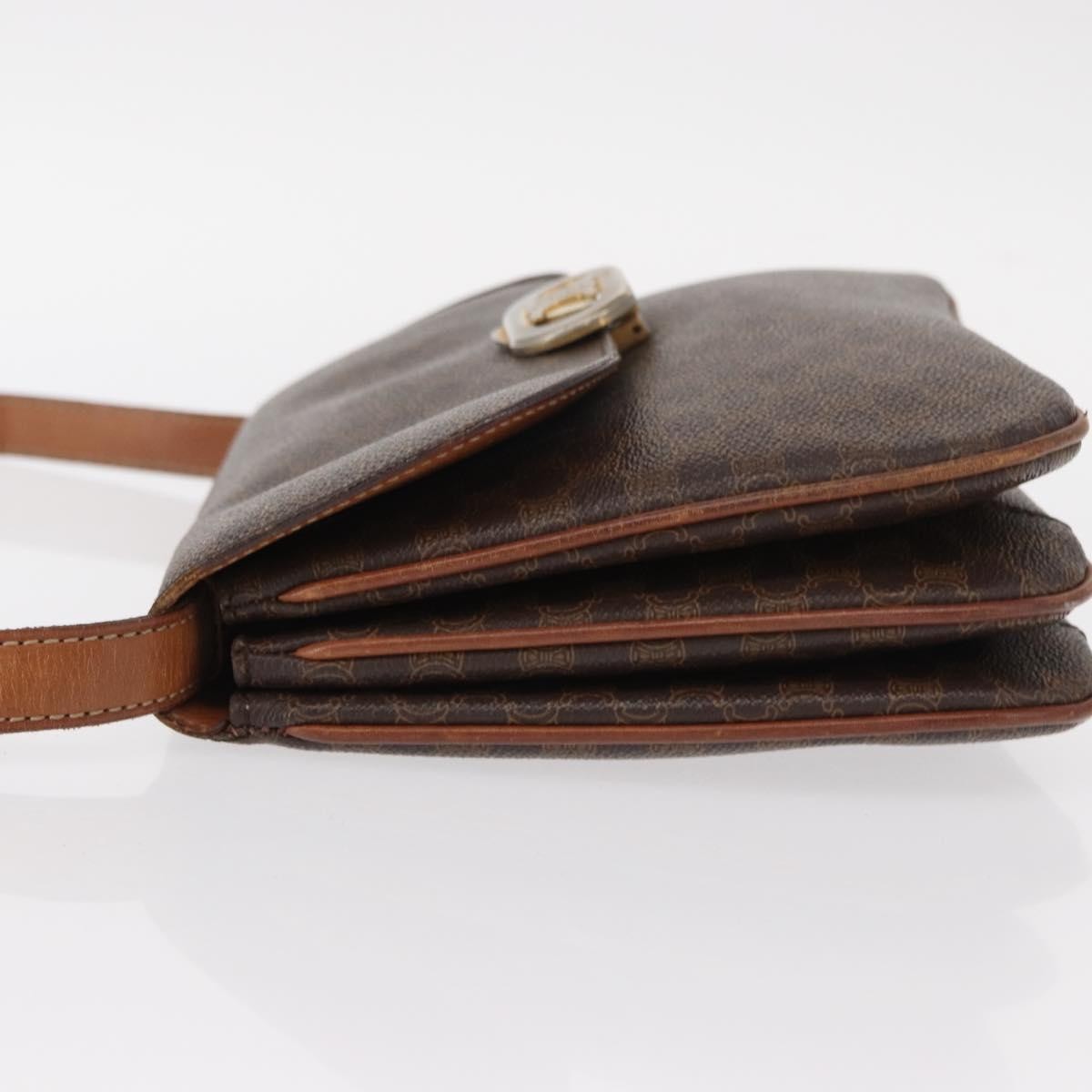 Celine Vintage Macadam Shoulder Bag Canvas Brown Canvas Shoulder Bag Bag