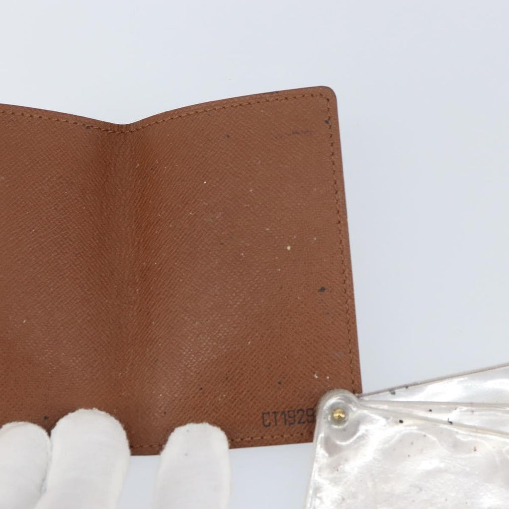 Louis Vuitton Porte Cartes Pression Card Case Monogram Canvas Brown Canvas Card Holders Accessory