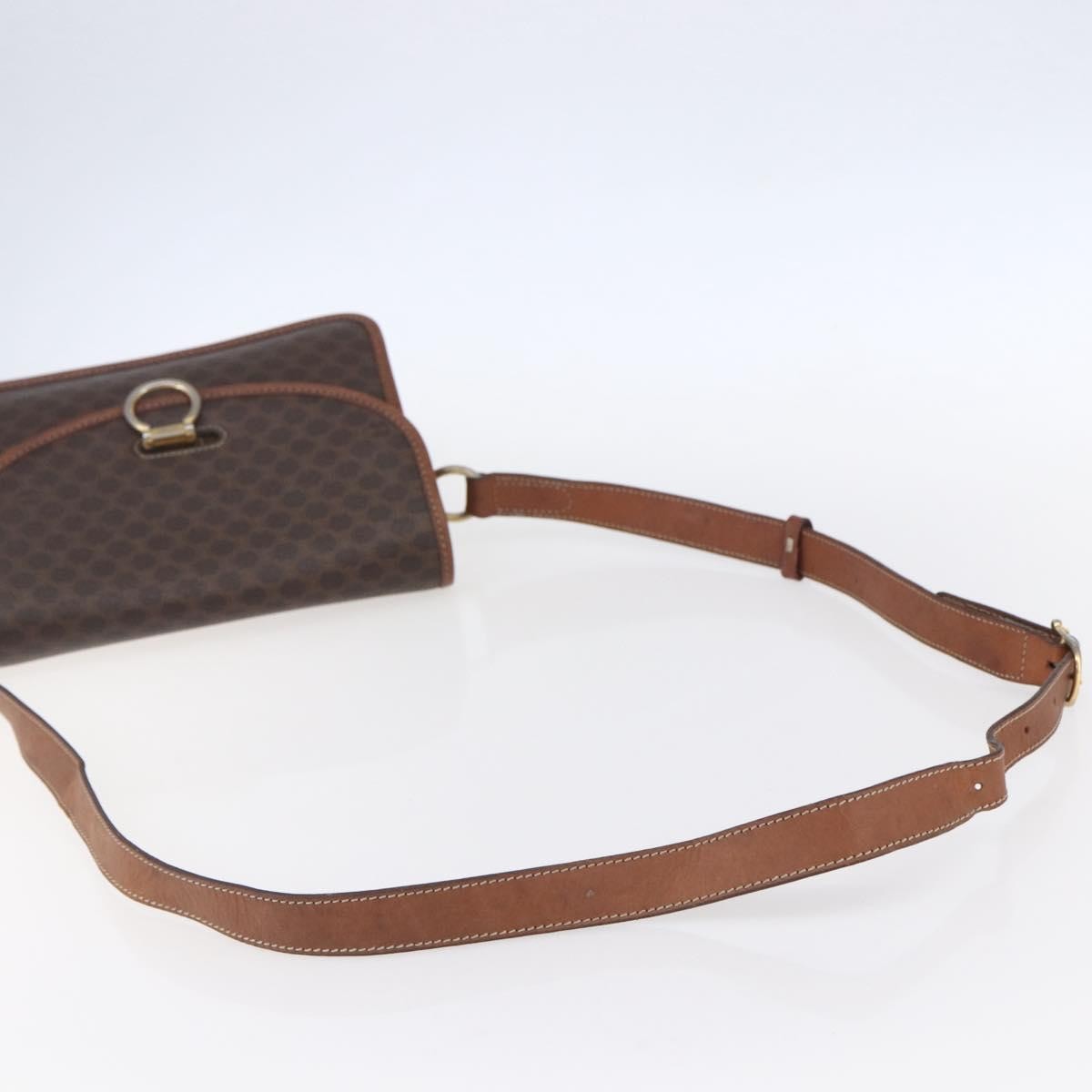Celine Flap Shoulder Bag Canvas Brown Canvas Shoulder Bag Bag
