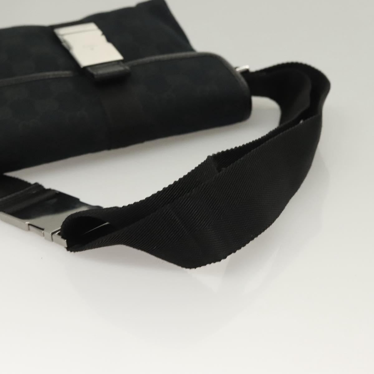 Gucci Buckle Belt Bag Gg Canvas Black Canvas Bag (Pre-Owned)
