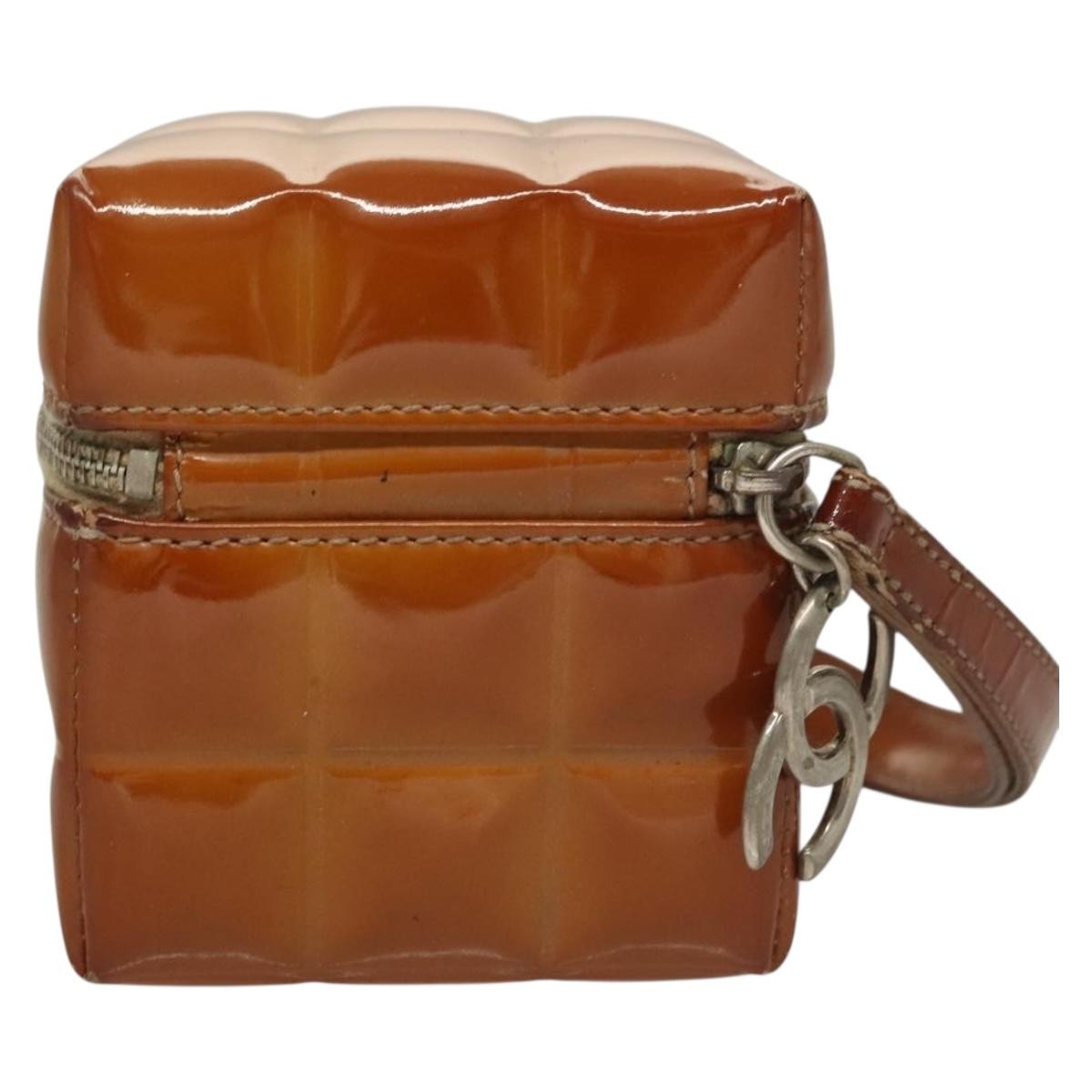 Chanel Rubiks Cube Wristlet Quilted Patent Brown Patent_Leather Bag