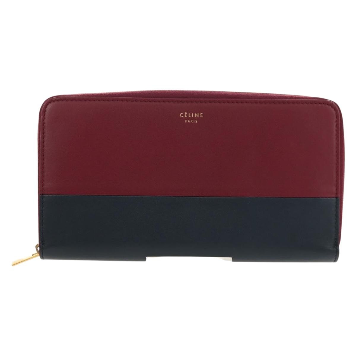 Celine Multifunction Flap Wallet Leather Burgundy Leather Wallets Accessory