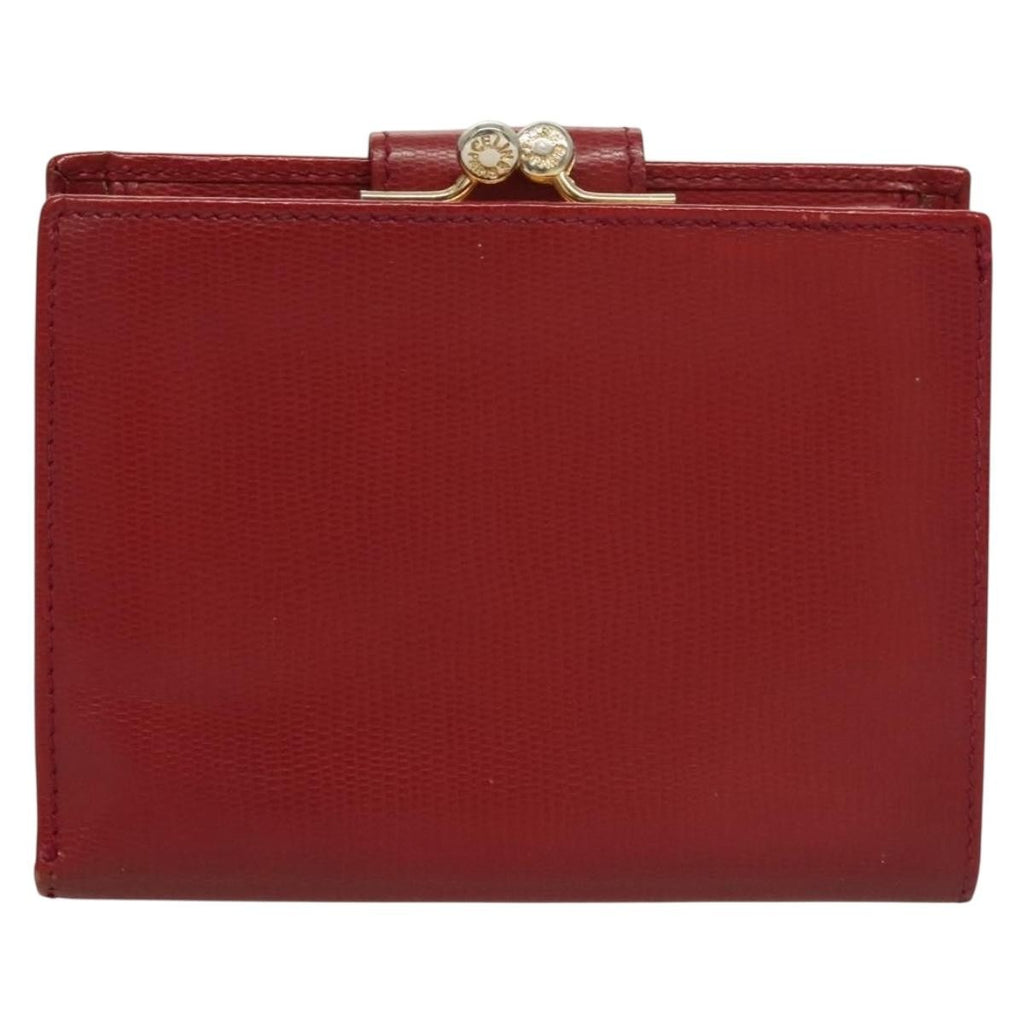 Celine Circle Logo Compact Wallet Leather Red Leather Wallets Accessory