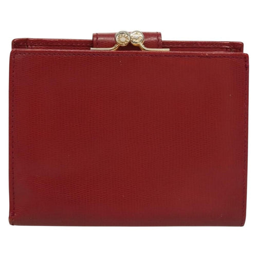 Celine Circle Logo Compact Wallet Leather Red Leather Wallets Accessory