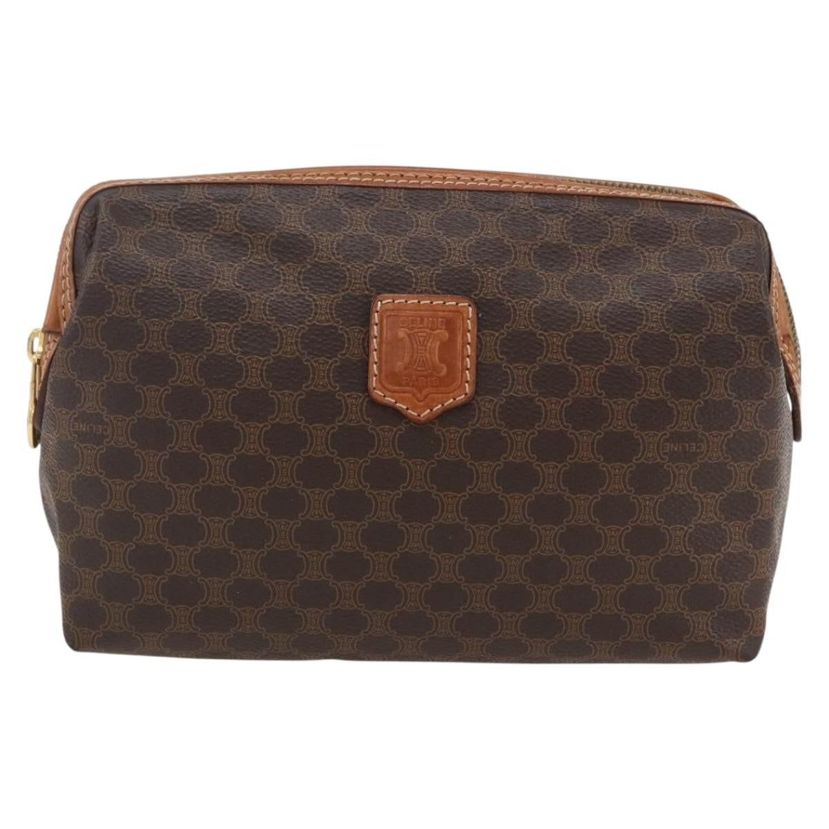 Celine Macadam Pochette Canvas And Leather Brown Canvas Clutche & Pouche Bag