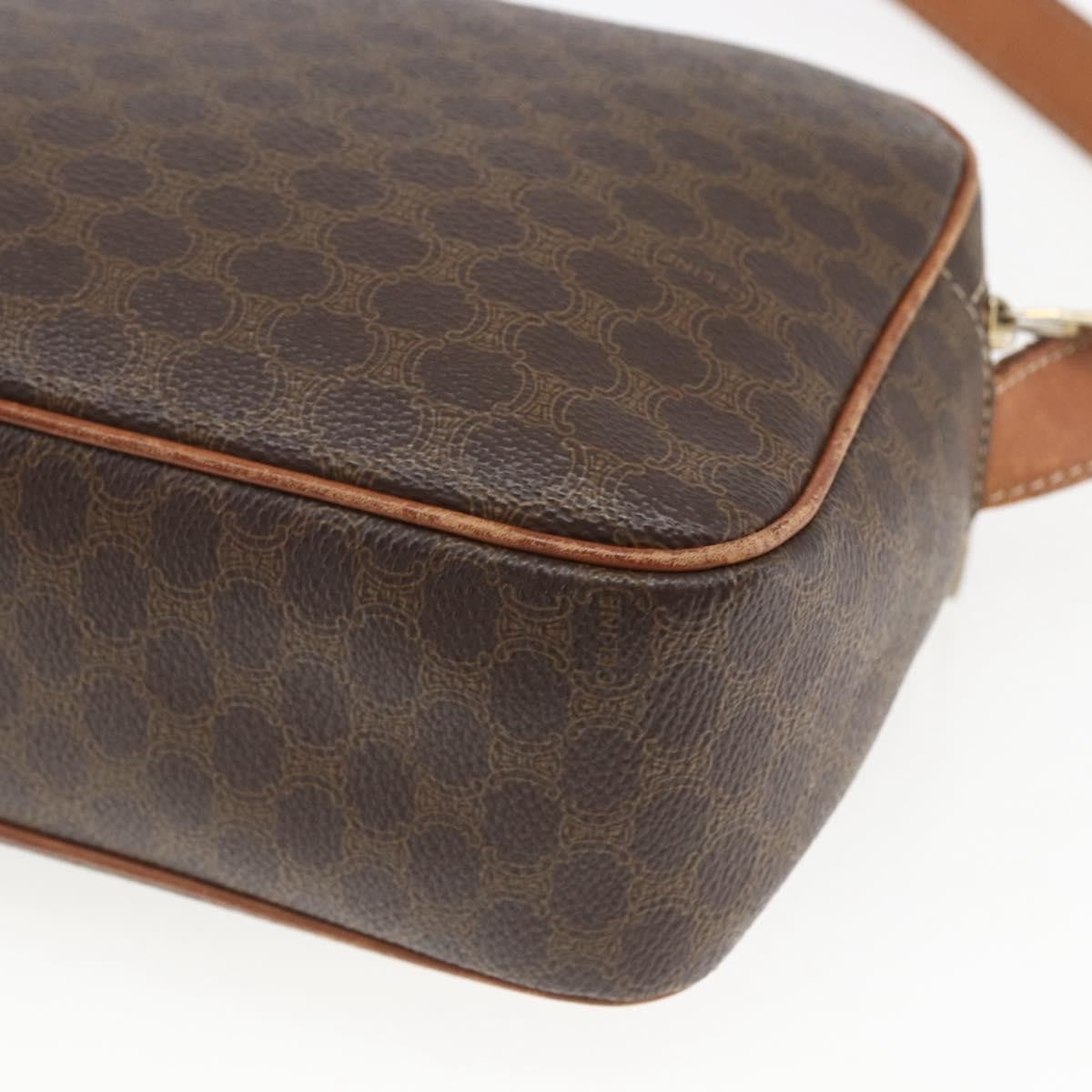 Celine Vintage Macadam Shoulder Bag Canvas Brown Canvas Shoulder Bag Bag