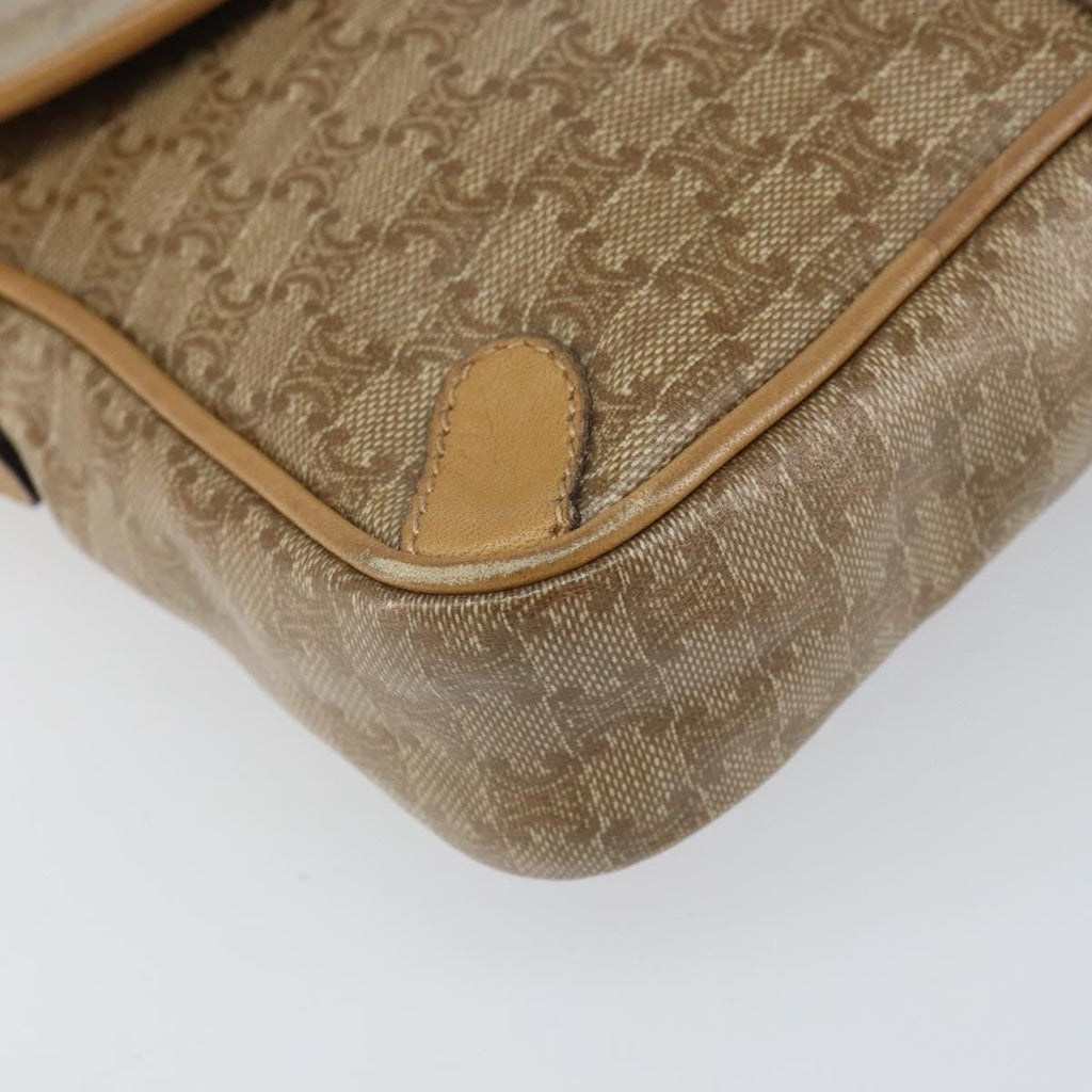 Celine Vintage Macadam Shoulder Bag Canvas And Leather Beige Canvas Shoulder Bag Bag