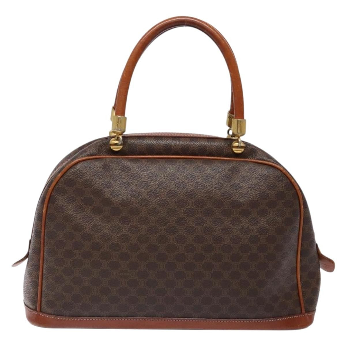 Celine Macadam Handbag Macadam With Leather Brown Canvas Handbag