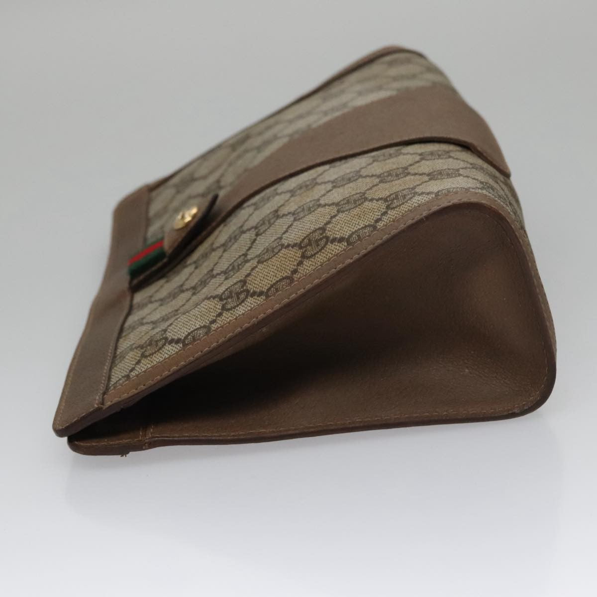 Gucci Sherry Line Pouch Canvas Beige Canvas Clutche & Pouche Bag (Pre-Owned)