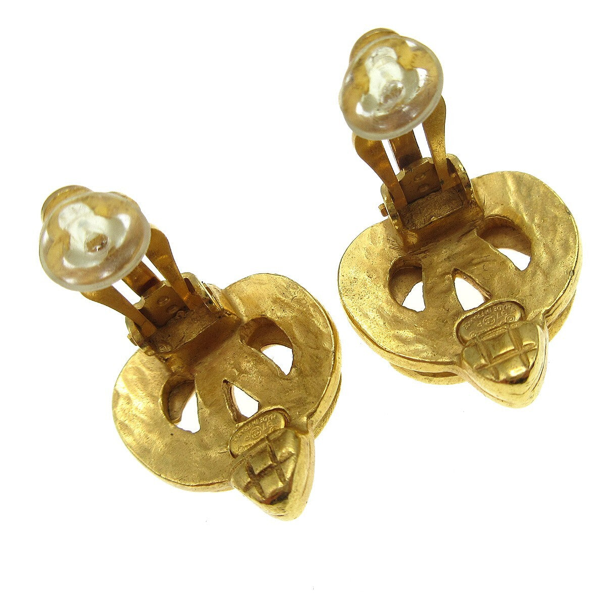 Chanel Cc Logo Heart Gold-Plated Gold Gold_Plated Earrings Jewelry