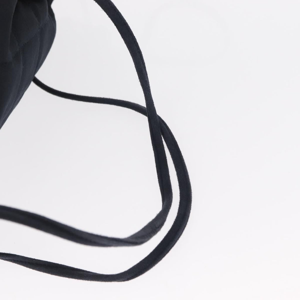 Chanel Vintage Drawstring Backpack Quilted Satin With Suede Navy Satin Backpack Bag
