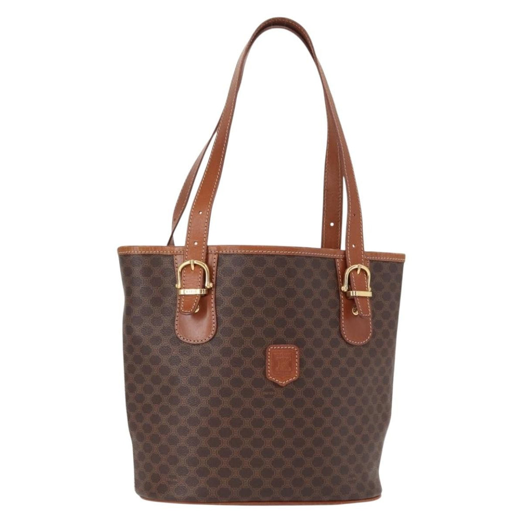 Celine Vintage Macadam Shoulder Bag Canvas And Leather Brown Pvc Shoulder Bag Bag