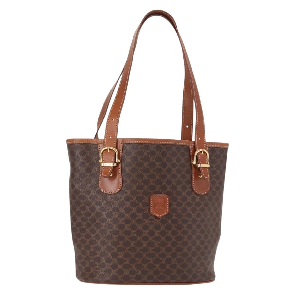 Celine Vintage Macadam Shoulder Bag Canvas And Leather Brown Pvc Shoulder Bag Bag